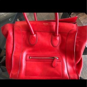 Red Celine Satchel Bag